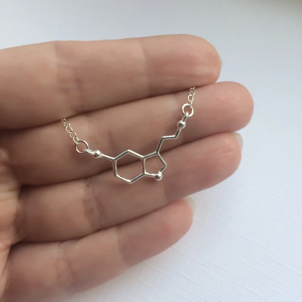 

Jinleansu Chemistry Necklace Serotonin Molecule Tiny Pendant Necklaces For Women Girl Gift 10pcs/lot