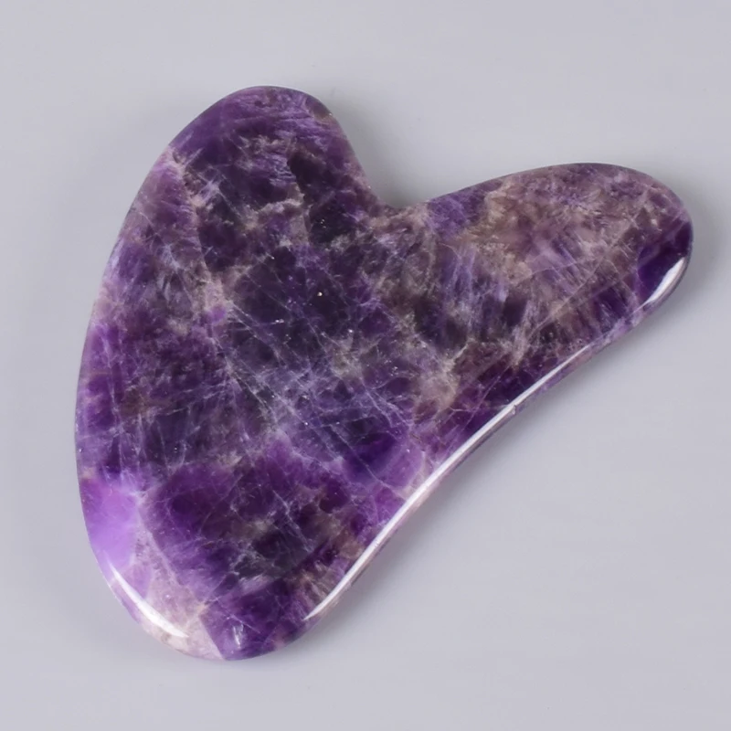 Аметист, инструмент для выскабливания Gua Sha, натуральный камень, массажный инструмент, Китай, традиционный спа, для тела, для исцеления лица, забота о здоровье, красота, кристалл