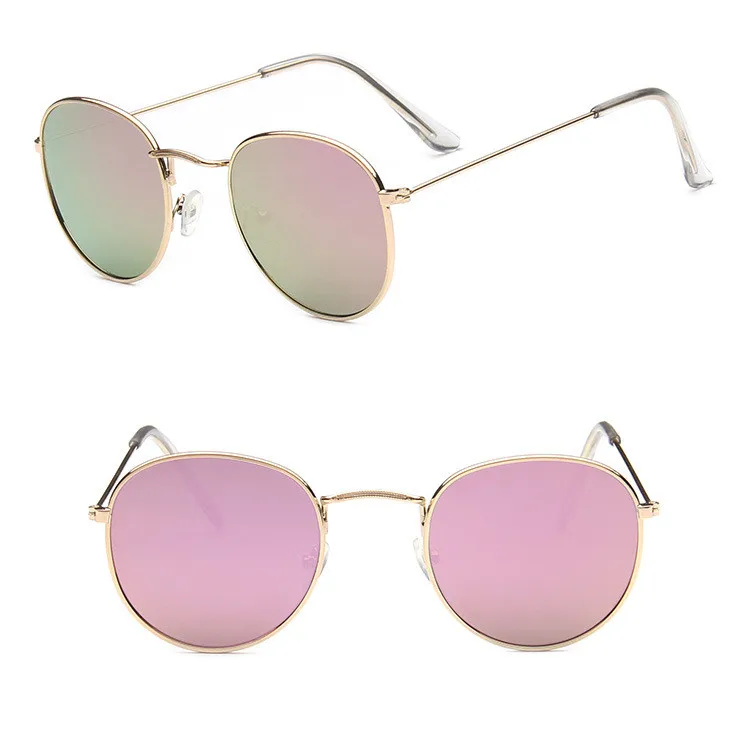 GoldPink Yoovos, круглые зеркальные солнцезащитные очки для женщин, фирменный дизайн, металлические Винтажные Солнцезащитные очки, женские классические солнцезащитные очки, UV400 - Цвет линз: GoldPink