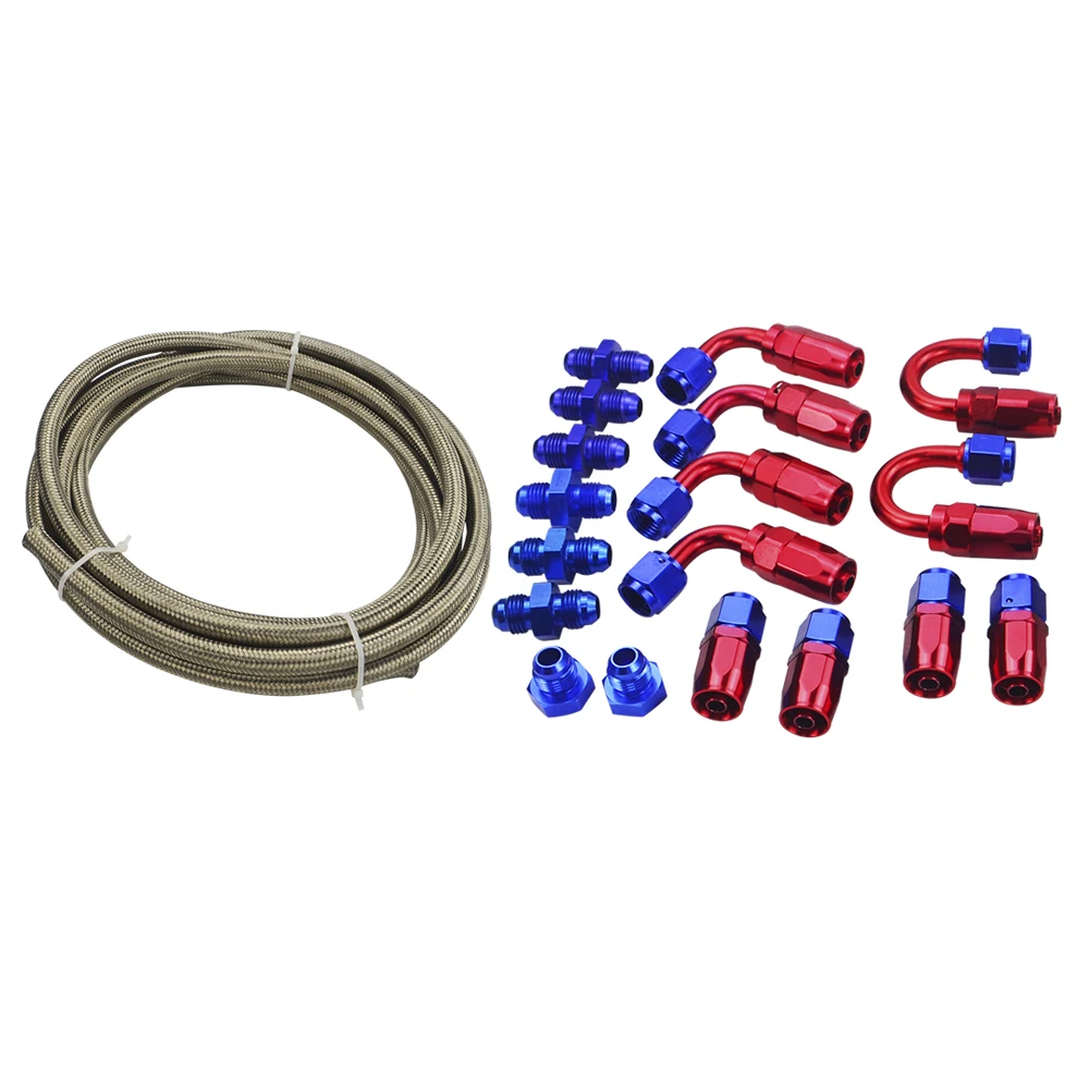 WLR RACING-AN-6 STEELNESS/стальной Плетеный 5 м AN6 нержавеющая масло/мазут LINEline+ шланг Конец адаптер Комплект+ AN6 порт штекер