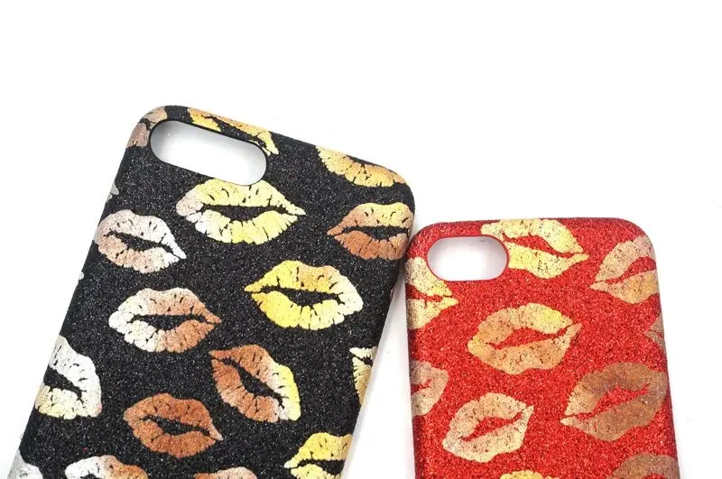 S-what Fashion Sexy Red Lip Flash powder Case For iphone 7 iphone7 6 6S Plus Phone Cases lips Soft Shining Cover Capa |