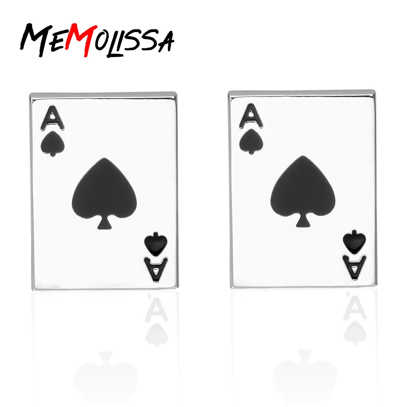 

MeMolissa 3 pairs Poker Shape Cufflinks Wholesale&retail Novelty Casino Playing Card A Design Quality Copper Material Cuff links