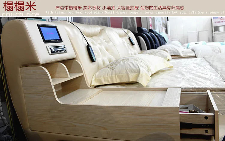 Goede Echt Lederen Bed Tv Zachte Bedden Slaapkamer Camas Lit Muebles De Dormitorio Yatak Mobilya Quarto Massage Speaker Bluetooth