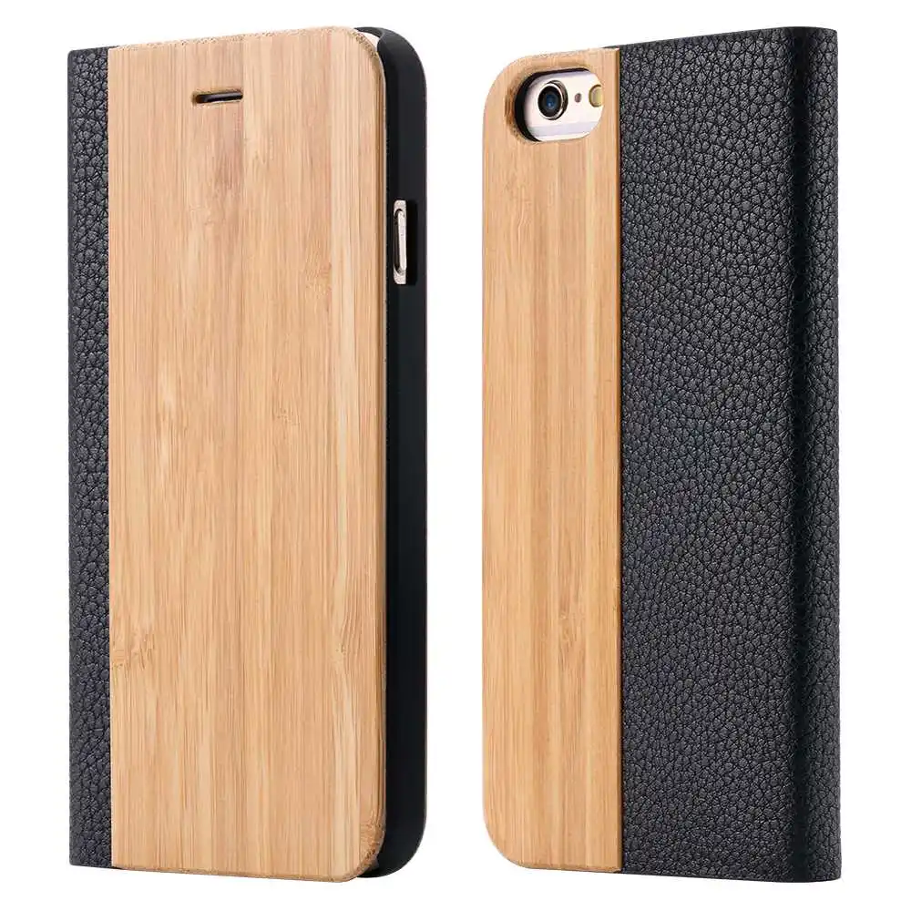 Bamboo KISSCASE деревянный полиуретановый кошелек для iPhone 8 7 6s Plus, чехлы из натуральной бамбуковой кожи с откидной крышкой и подставкой, чехол для iPhone 6 6s XS Max X чехол на айфон 7 чехол на айфон 6 6S 8 XR XS MAX - Цвет: Bamboo