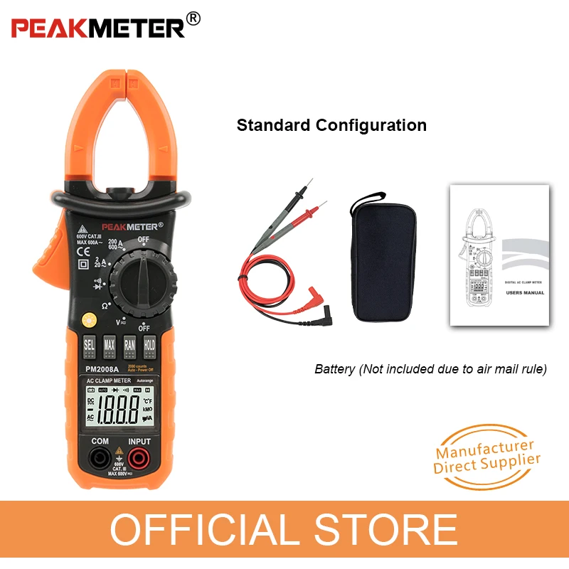 PEAKMETER PM2008A цифровые клещи Автоматический диапазон клещи Амперметр Вольтметр Омметр w/ЖК-дисплей подсветка тока Напряжение Тестер