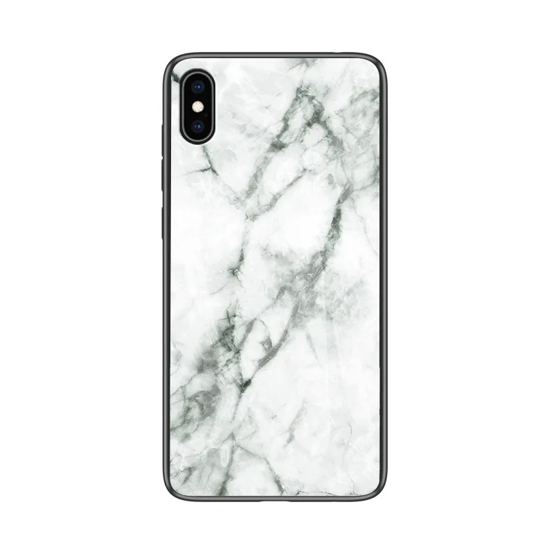 Marble White FLOVEME чехол из мраморного стекла для iPhone X XR XS MAX чехол для телефона для iPhone 7 8 6 6s Plus чехол s Закаленное стекло Coque Capa - Цвет: Marble White