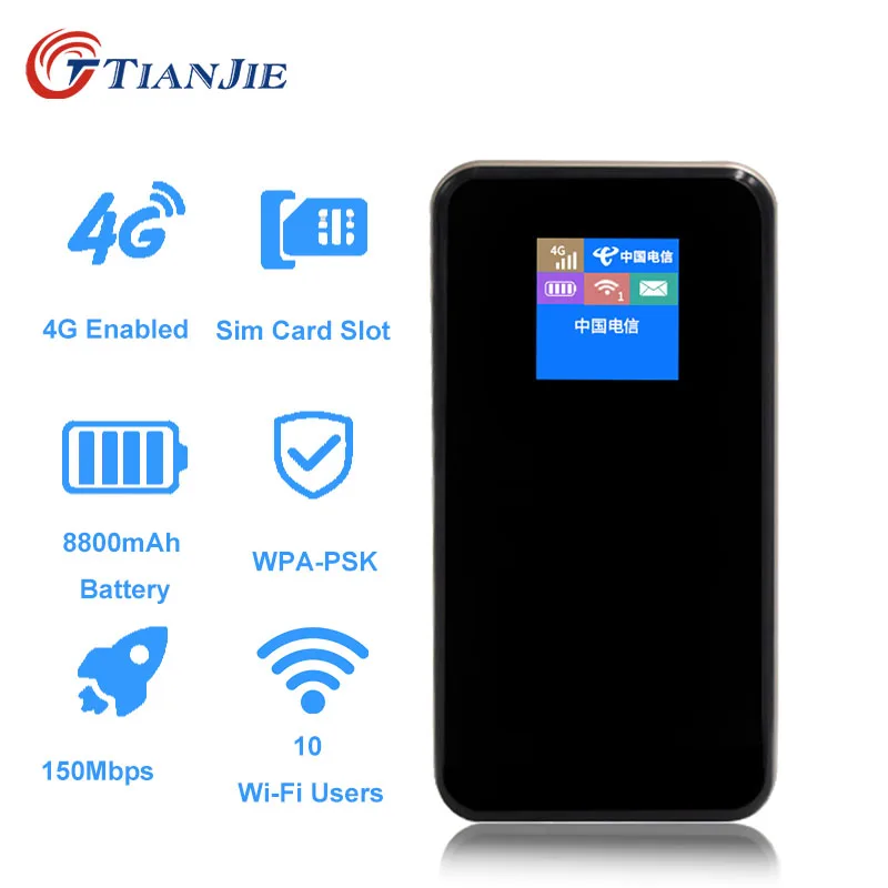 Портативный внешний аккумулятор TIANJIE на 8800 мАч карманный 4G Wi Fi роутер LTE/FDD/TDD