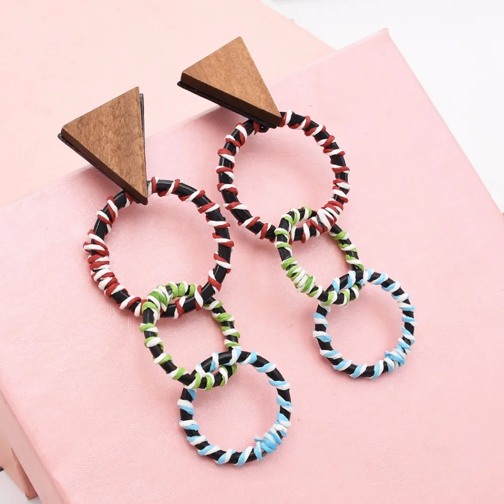 Модные ювелирные изделия Boho Bamboo плот Плетение ручной работы геометрический круг