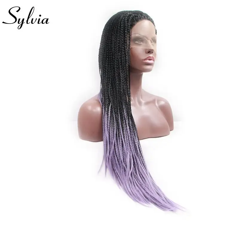 Sylvia черный до Фиолетовый 2 T Ombre плетеные косички Синтетические Кружева передние