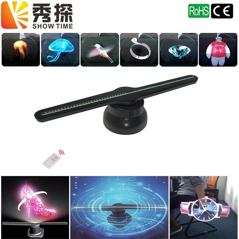 

New Arrival Upgraded 43.5cm 3D Holographic Projector Hologram Player LED Display Fan Advertising Light Remote Control