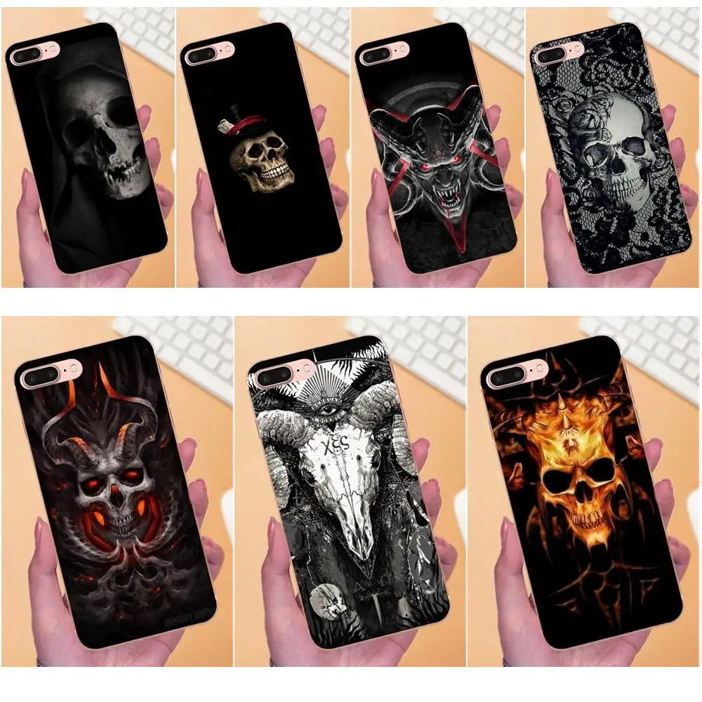 Satanic Scary Skull Fashion для Galaxy A3 A5 A7 On5 On7 2015 2016 2017 Grand Alpha G850 Core2 Prime S2 I9082 рисунок из ТПУ |