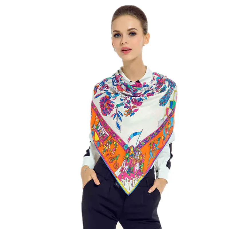 Роскошный брендовый зимний шарф цветной квадратный шейный платок с принтом