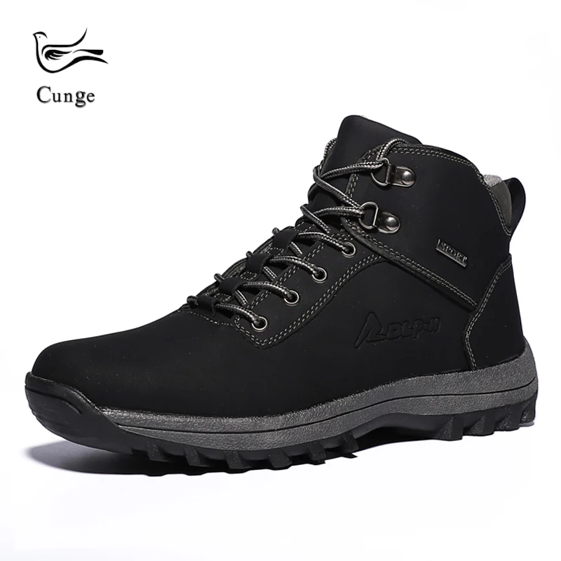 Мужские уличные походные туфли на лодыжке нескользящая теплая зимняя обувь