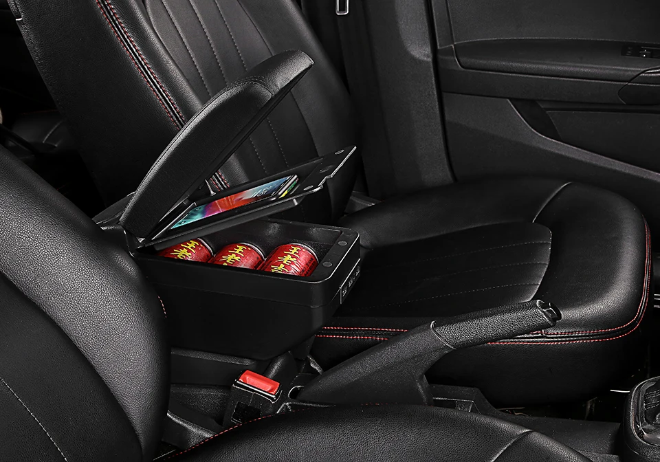 Для hyundai Accent RB Solaris 2012- подлокотник двойной слой вращающийся из искусственной кожи центральный магазин содержимое коробка с USB