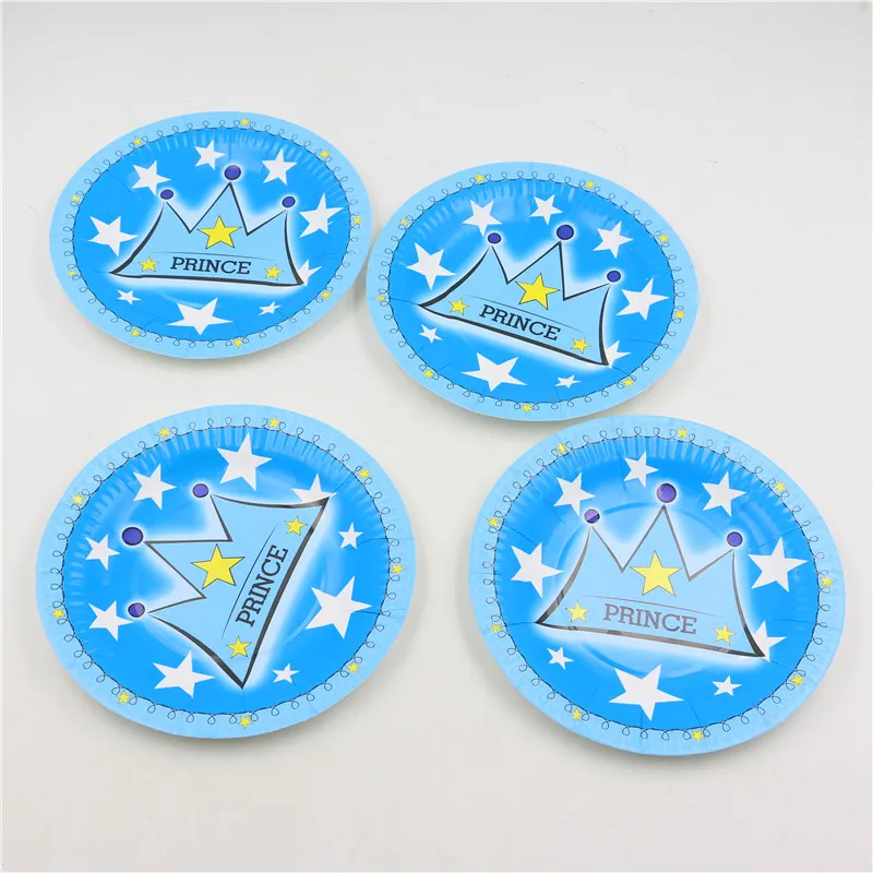 10 шт./лот Синий Корона принца тема одноразовые бумажные тарелки детский день