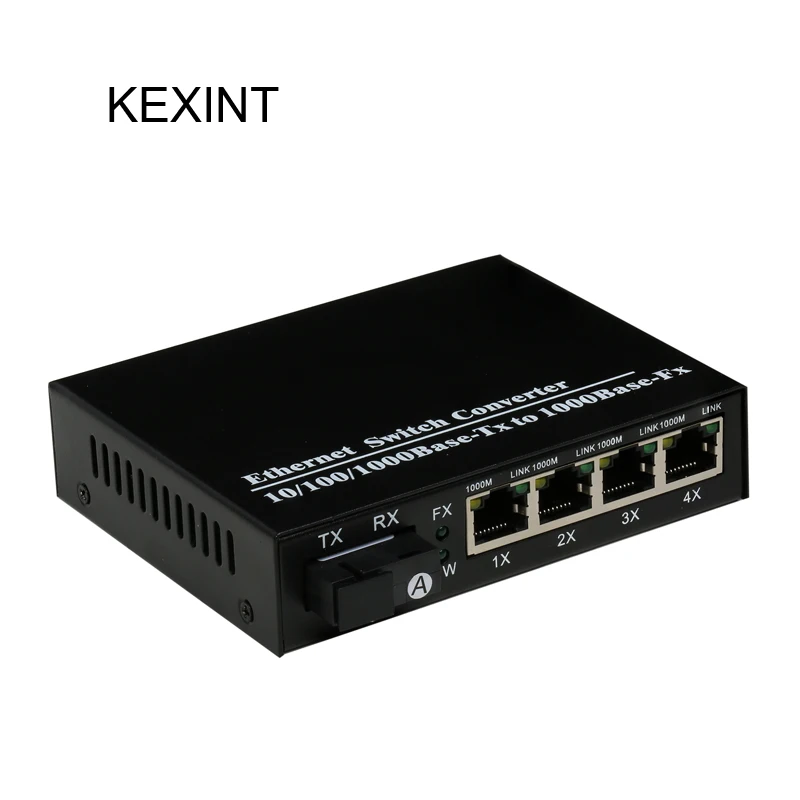 KEXINT Волоконно Оптический 4 порта Ethernet медиаконвертер волоконно сетевой