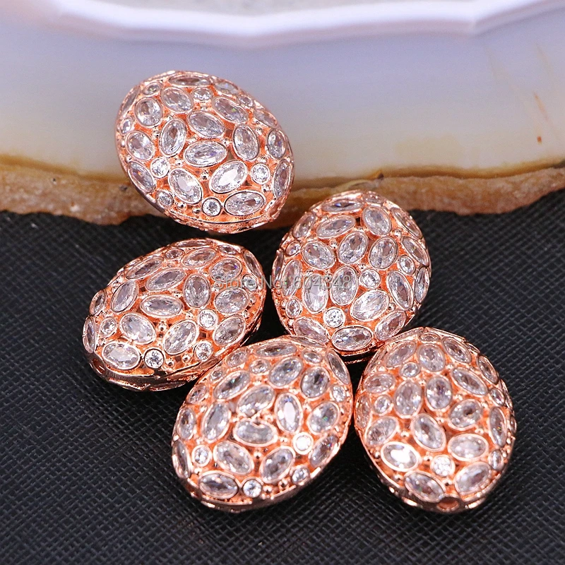5 шт. zyz183-9817 Micro Pave CZ Овальный Форма Бусины для браслет Цепочки и ожерелья ювелирных изделий Spacer металлический разъем Бусины выводы