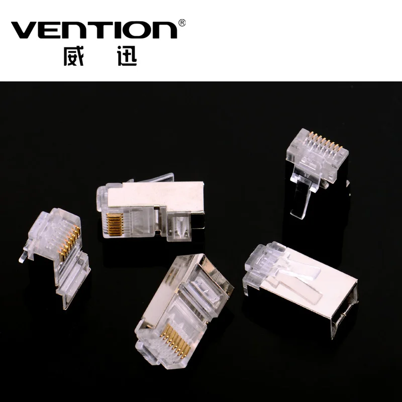 Vention 100 шт./компл. RJ45 коннектор адаптер для кошек 6 FTP металлический защищенный