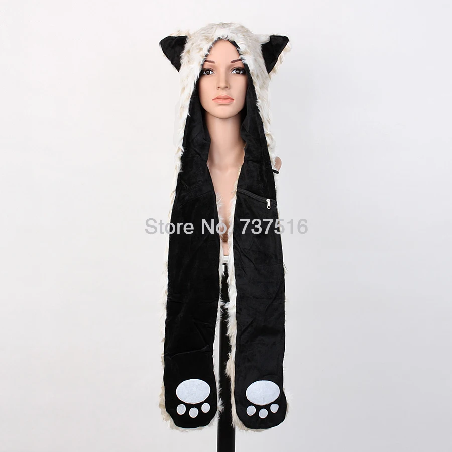 НОВАЯ шапка с капюшоном из искусственного меха набивным животным 3 в 1 Функция