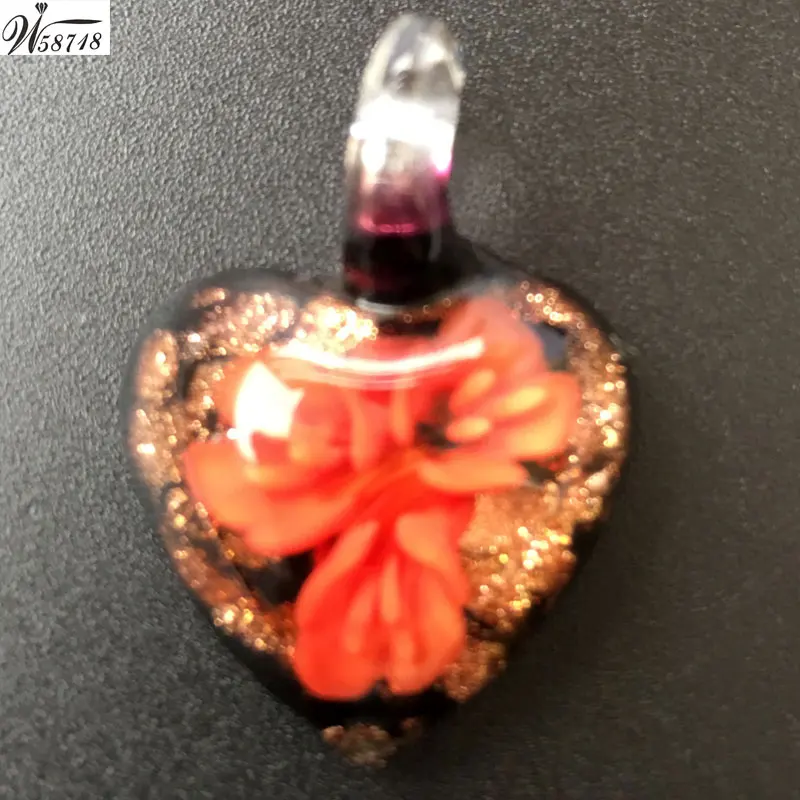 Free Shipping Beautiful jewelry Lampwork Glass Flower Heart Women Men Pendant Bead WB681B | Украшения и аксессуары