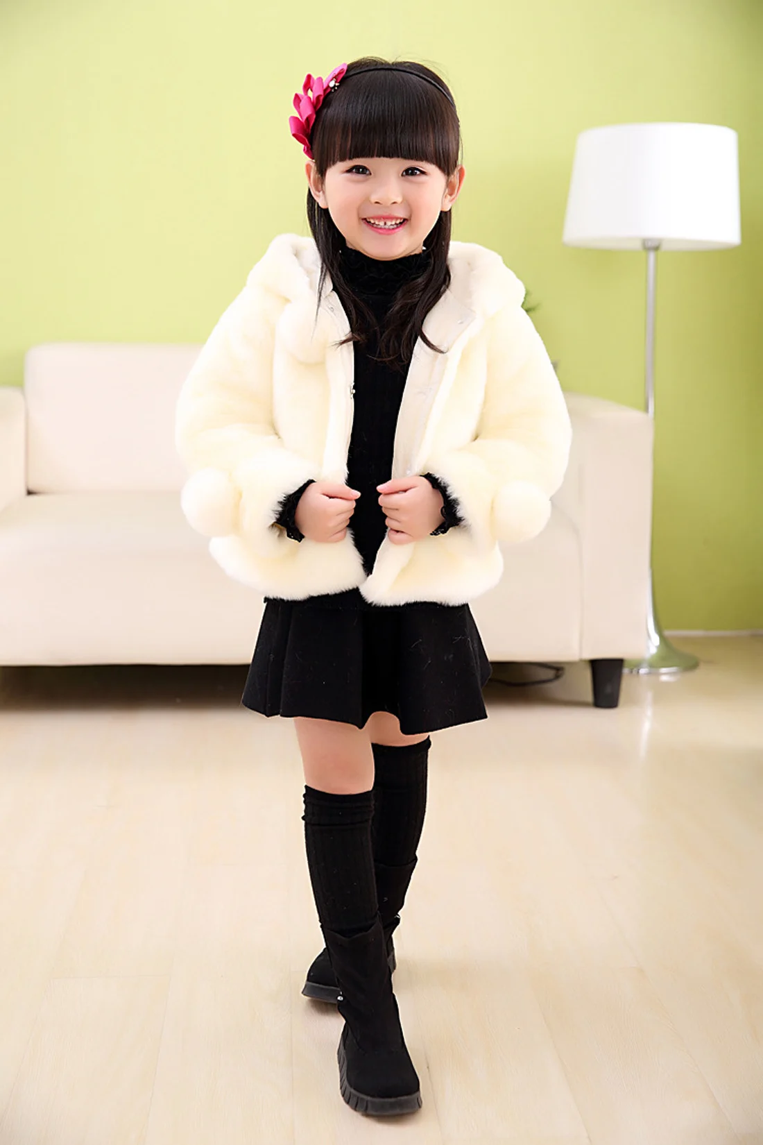 Children Girls Winter Coats New Fashion Brand Thick Fake Fur Warm Baby Jacket Solid Casual Hooded Kids Clothes Outwears | Детская одежда