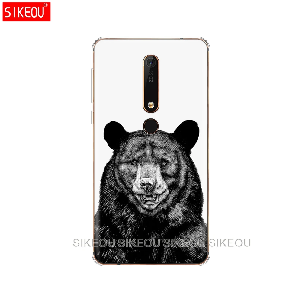 Силиконовый чехол для nokia 6 2018 1 3 2 5 из мягкого ТПУ задняя крышка телефона Волк тигр