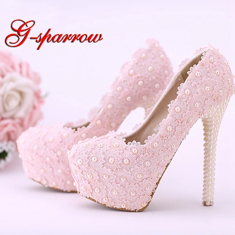 Drop Shipping Pink Color Wedding Bride Shoes Adult Ceremony High Heels Stiletto Heel Bridesmaid Shoes 8cm/10cm/12/14cm Pumps