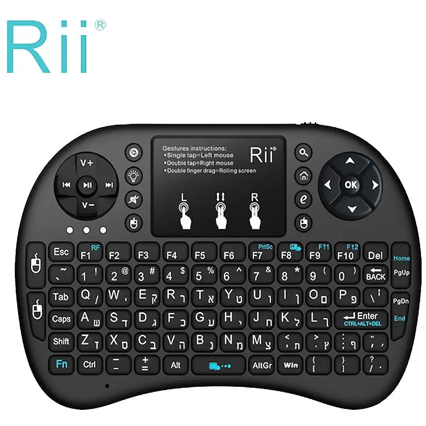 Новая беспроводная клавиатура Rii i8 + 2 4G английская русская испанская с подсветкой