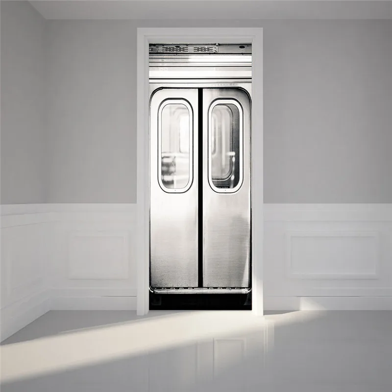 

Silver Subway Carriage Wall Door Sticker Decoration Wall Decals For Shop Office Home Cafe Hotel