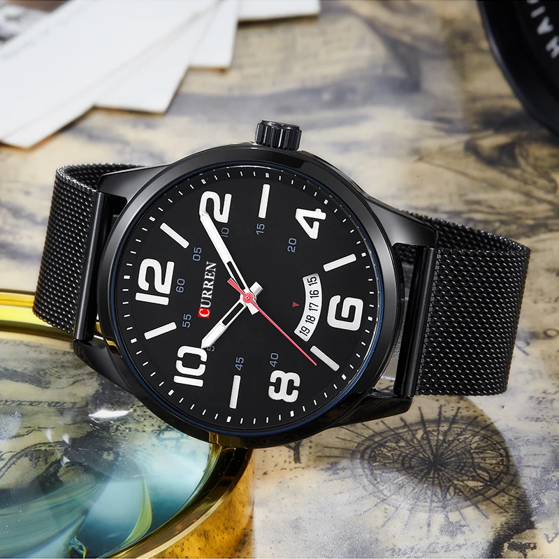 CURREN Брендовые Часы полностью стальные Эксклюзивные часы для мужчин мужские
