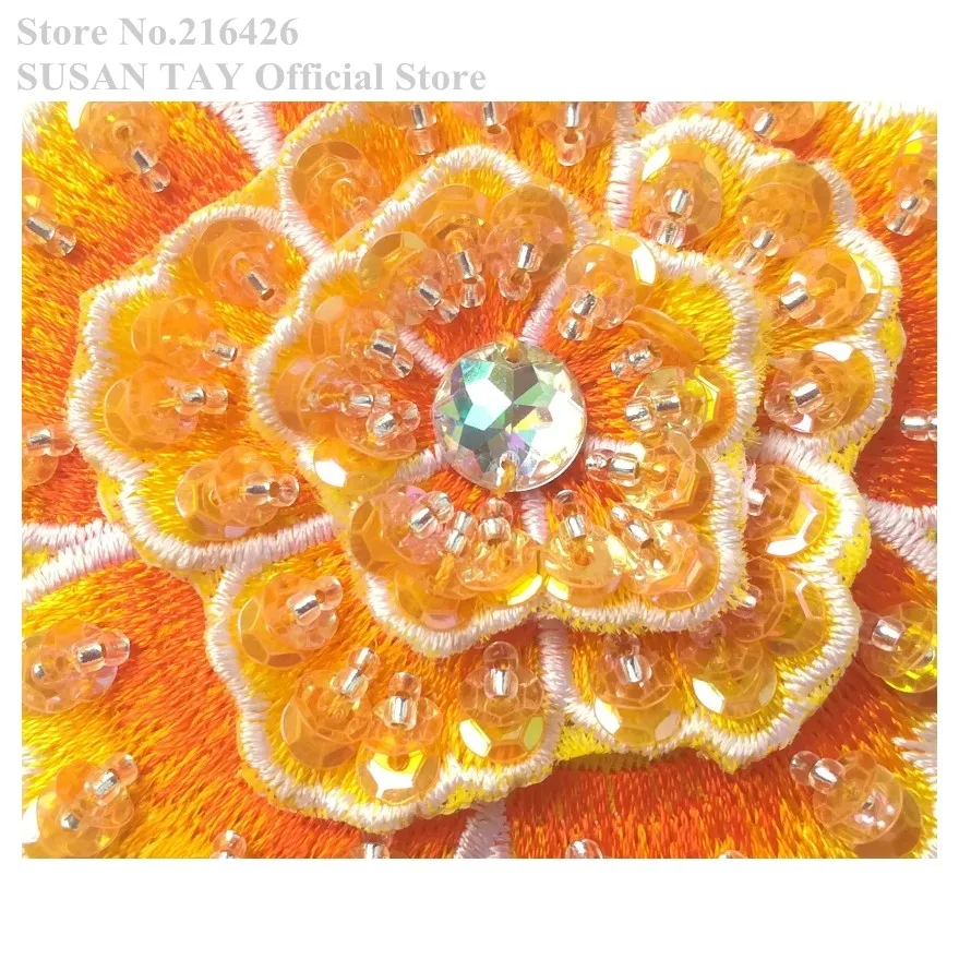 New Yellow Sequined Beaded 3-Layer 3D Flower Embroidery Patches Lace Applique Dancing Dress Costume Decorating 10pcs/lot BNC143E | Дом и сад