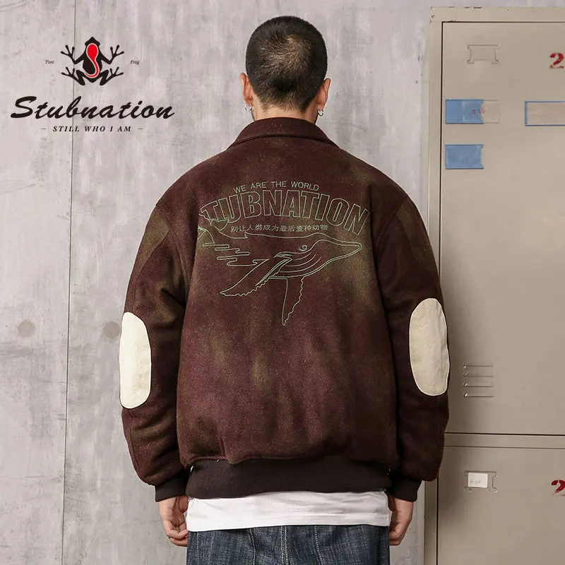 Stubnation зима отложной воротник Patched стильные куртки привлекательность для защиты