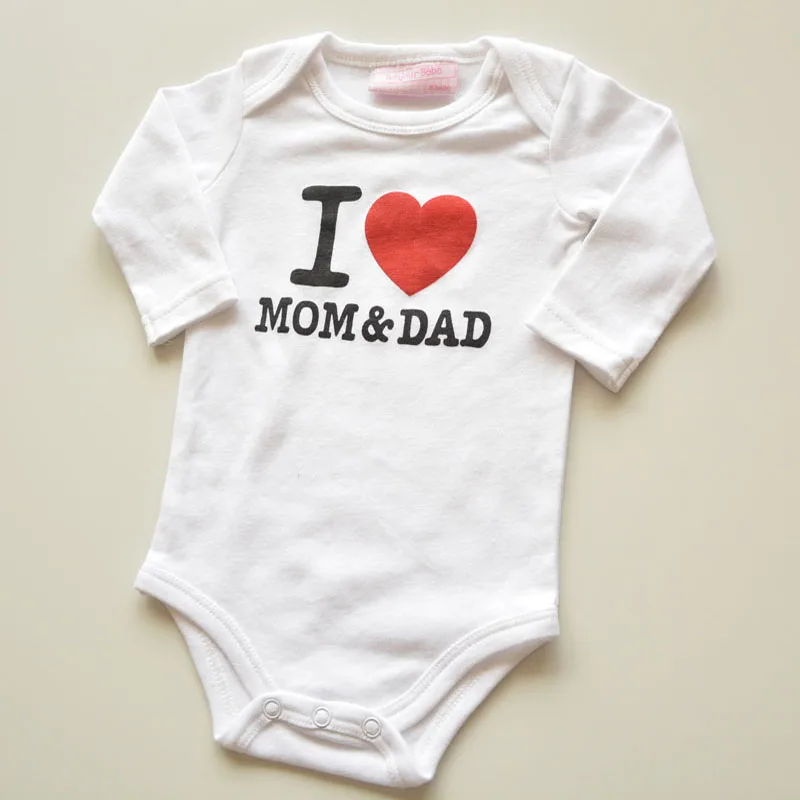 Детский хлопковый комбинезон с принтом I LOVE MOM & DAD|costume for baby|born baby clothesclothes bebe |
