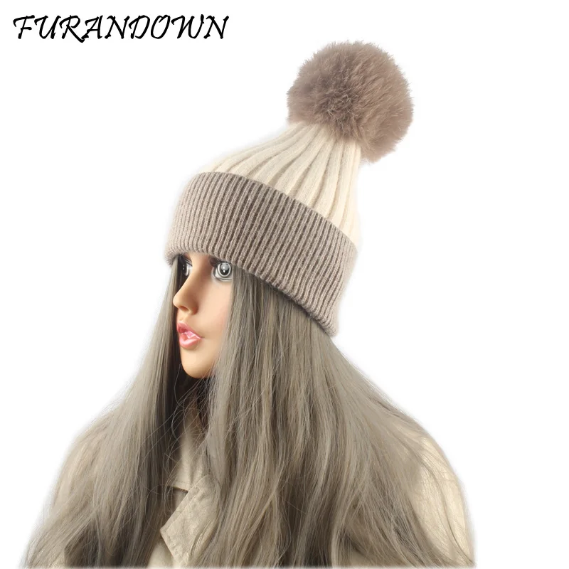 Меховые шапки из натурального меха лисы для женщин и девочек шерстяные с
