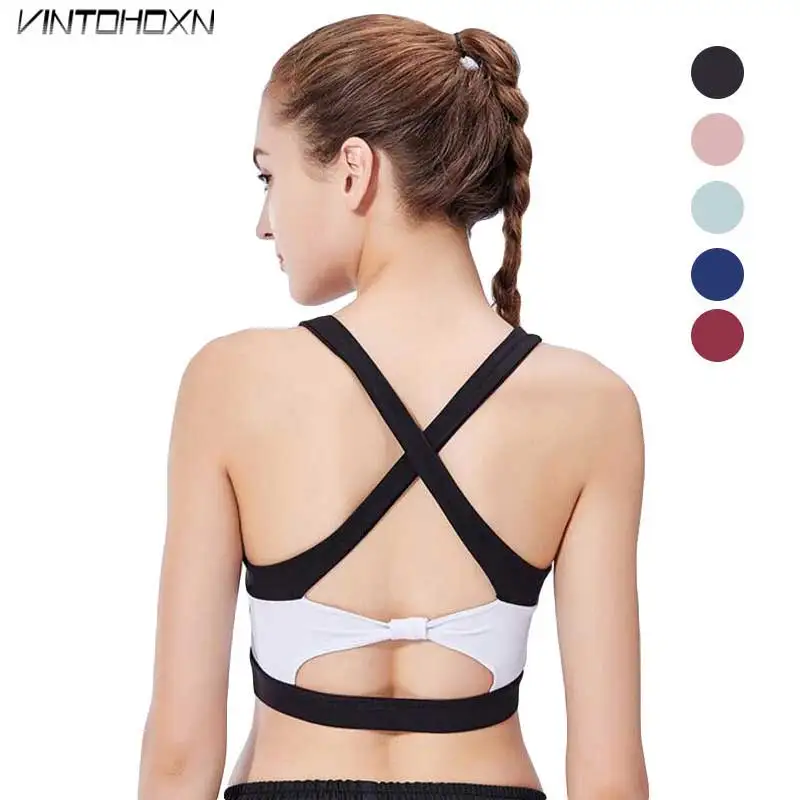 

Women Sport Fitness Gym Bra Tops Workout Training Vest Female Exercise Top Running Wireless Women's Yoga Tank Underwear 18102
