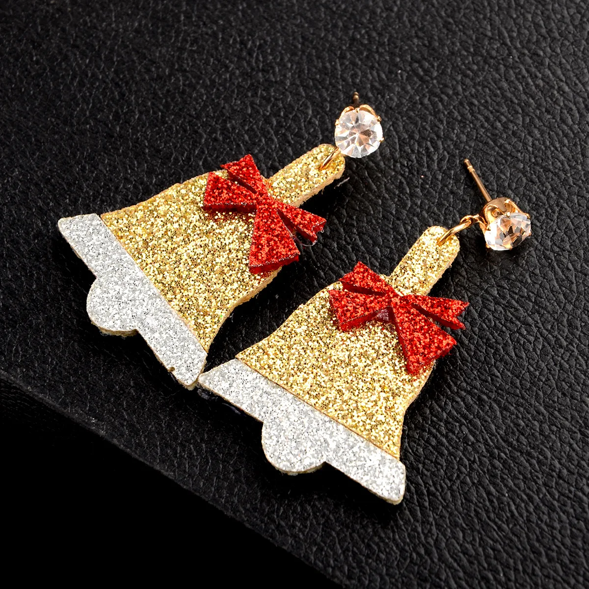 1 Pair Creative Christmas Dangle Earrings Shiny Jingle Bell Ear Studs Fashion Jewelry For Women Girls Colorful | Украшения и