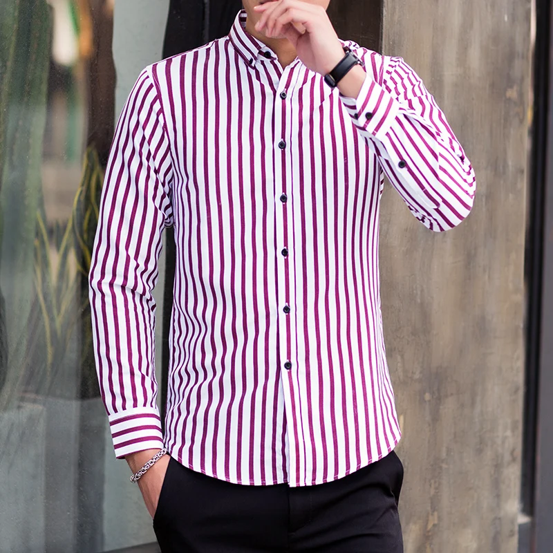 

Autumn Large Size Men Striped Shirt 4 Colors Choose shirt men Business Casual Shirts