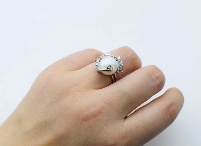 

freshwater pearl white black pink baroque 7-9mm ring wholesale beads nature FPPJ 2018 hot