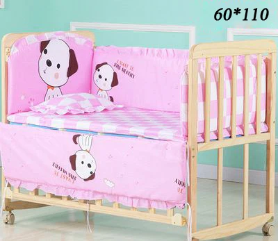 60-110 Pink Dog 5 шт./компл. детская кроватка бампер с рисунком героев из мультфильма; хлопок Детские Постельное белье бампер Детское покрывало для кровати номер Декор ZT19 - Цвет: 60-110 Pink Dog
