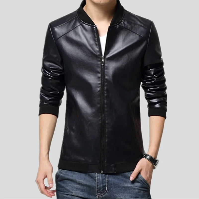 Промоакция 2017 новые мужские кожаные куртки модная мужская верхняя одежда