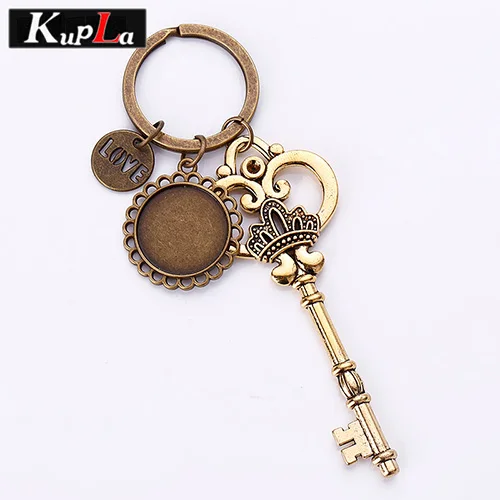 Antique Bronze 3 Старинные брелоки 20 мм Круглый Кабошон Подвеска Установка DIY ретро корона Брелки ручной работы модные брелки 3 шт./лот C5813 - Цвет: Antique Bronze 3