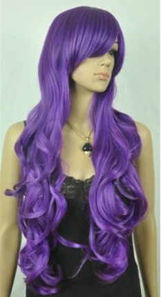 Шун Темно-Фиолетовый Длинные Волнистые Женщины Девушка Косплей Парик USPS FastShipping в