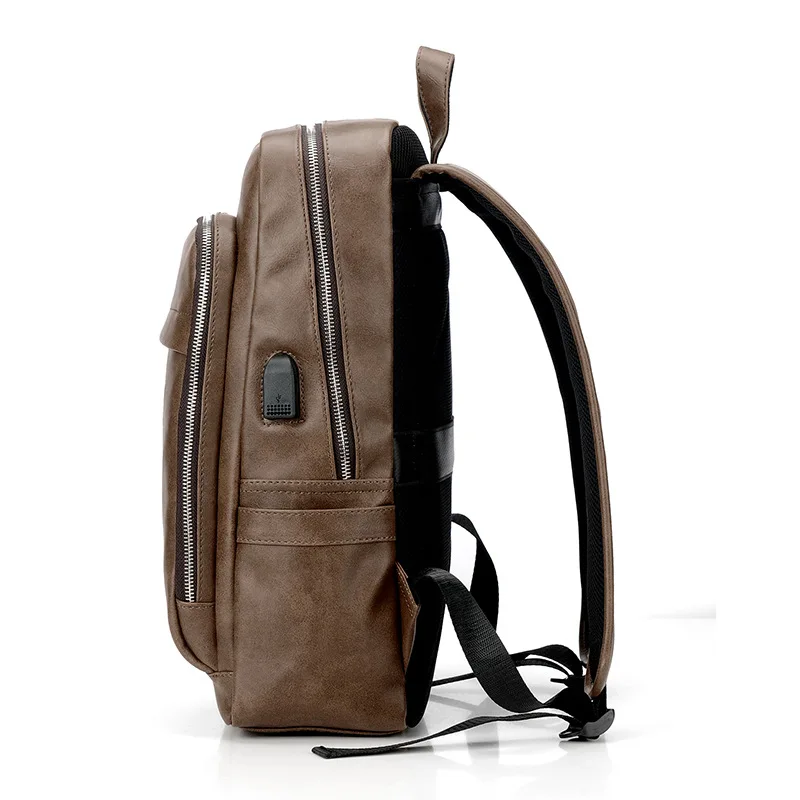 New PU Leather Backpack Luxury Messenger Laptop Large Capacity Softback Brand Business Men Bag Office Casual | Багаж и сумки
