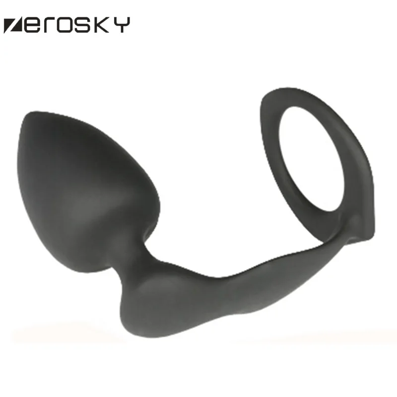 Анальная пробка с замком для пениса кольцо массажа простаты силиконовая