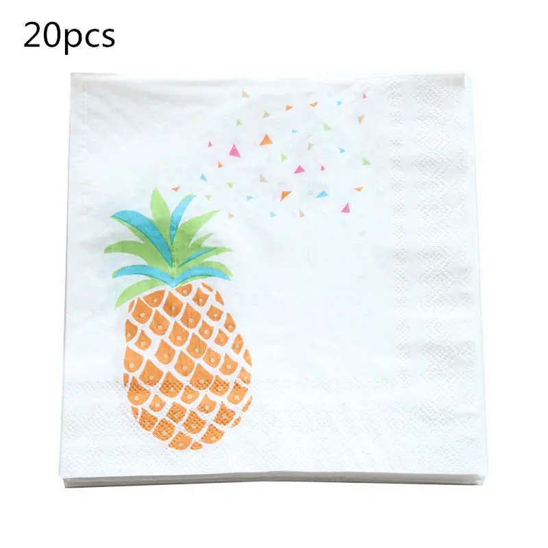napkin 20pcs 8 шт., бумажные тарелки, розовое золото, тарелки в виде ананаса, одноразовые столовые приборы на день рождения, ананас, фламинго, тематические вечерние принадлежности - Цвет: napkin 20pcs