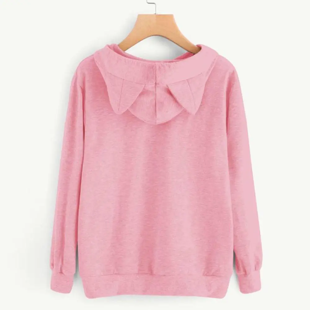 

autumn and spring cartoon cat hooded woman sweatshirt fashion casual loose pullover long sleeve basic female sweatshirt