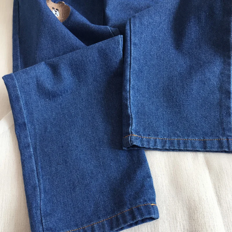 Новинка осени 2017 года свободные женские джинсы с высокой талией брюки вышивкой