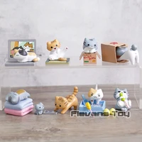 japan game cartoon kawaii neko cats kitty mini pvc figures toys dolls 8pcsset
