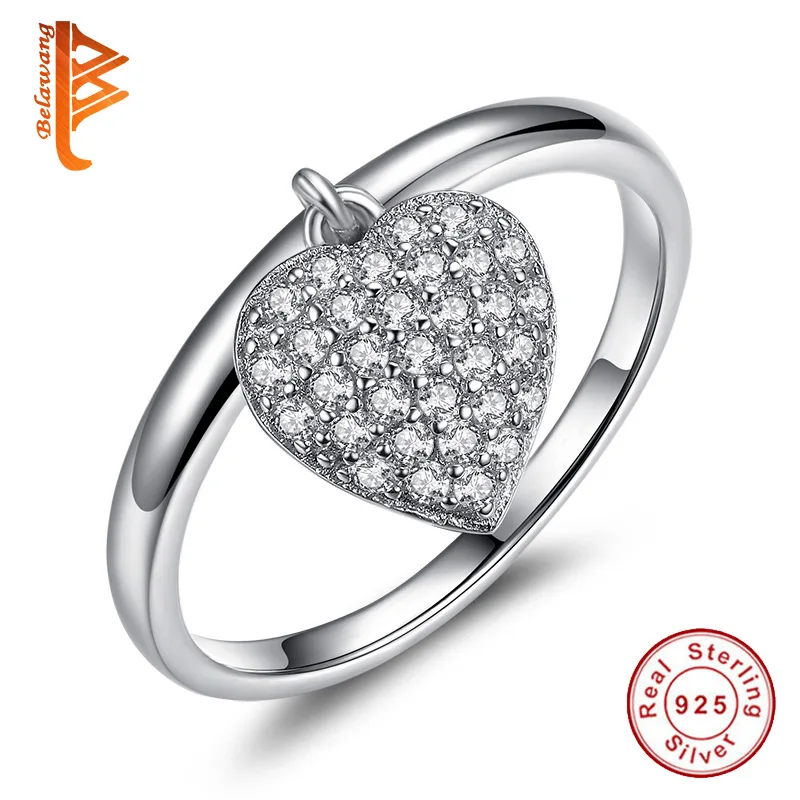Женское ювелирное изделие из серебра 100% пробы с фианитом|heart rings for women|rings womenheart ring