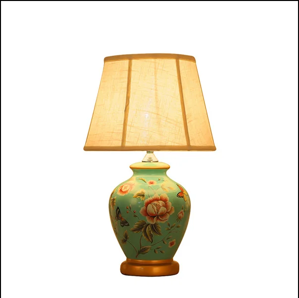 Китайские сельские синие цветочные и бабочки Керамические настольные лампы